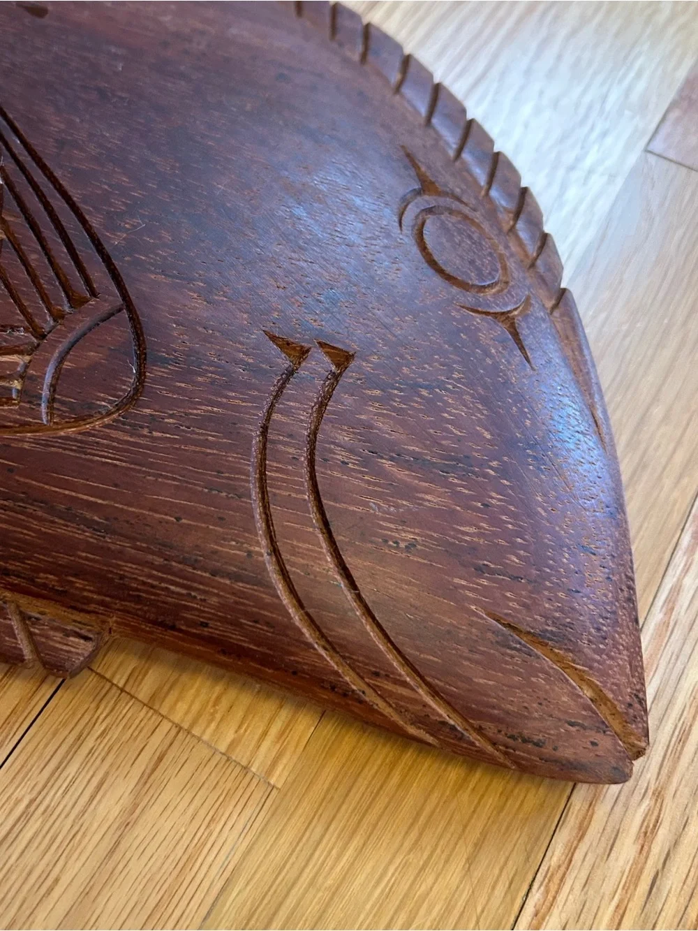 Vintage Wood Hand Carved Fish Bowl Platter